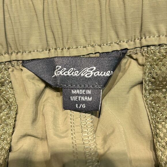 Eddie Bauer RipStop Tech Shorts Mens Sz Large Khaki Tan Adjustable Belt UPF - Picture 3 of 7